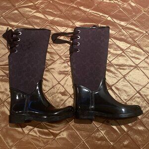 Coach Tristee Size 7B Black High Boots with Lace Up Back